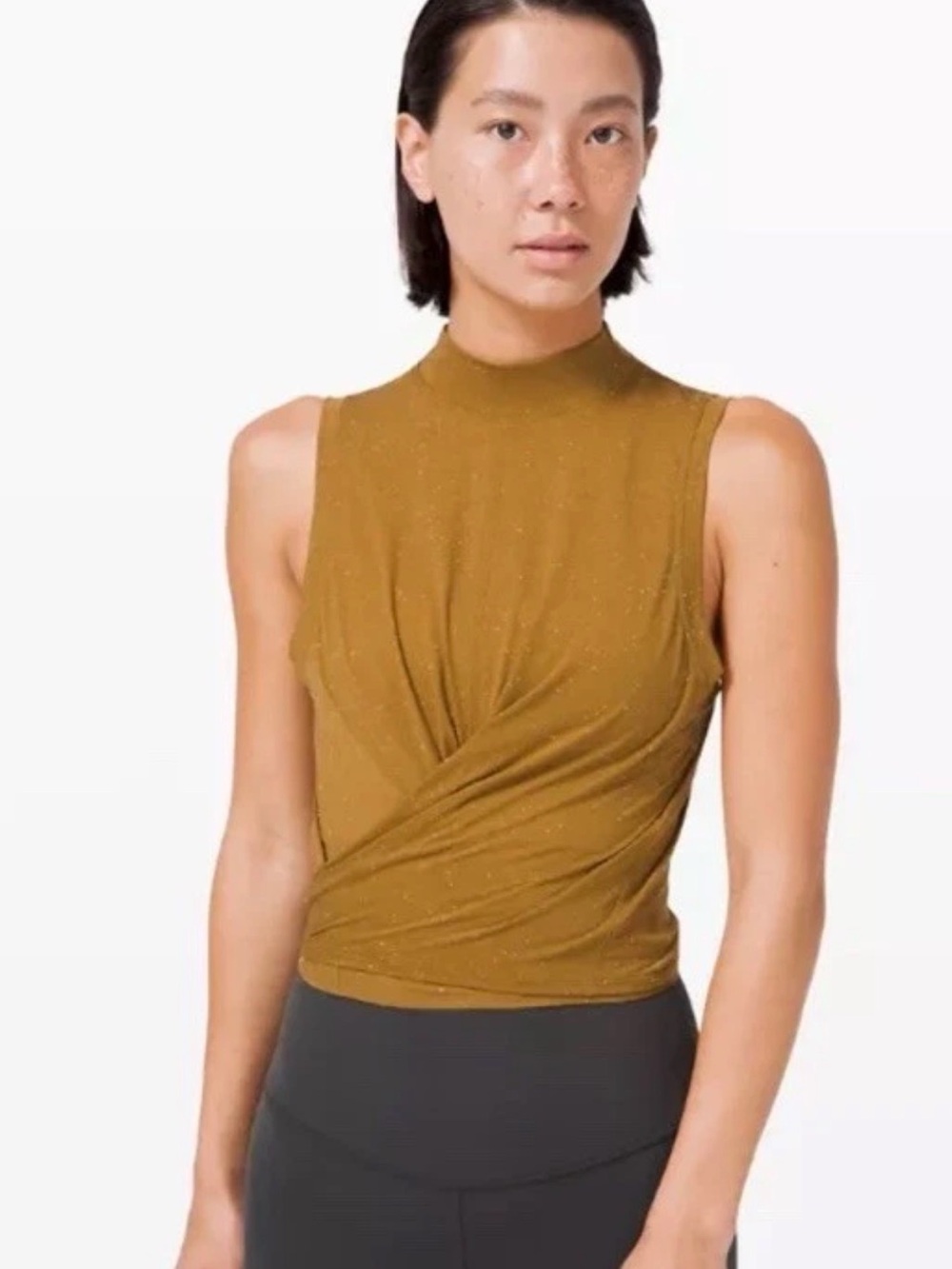 Lululemon Time to Restore Mock Neck Twist Waist Tank - Mustard Size 6